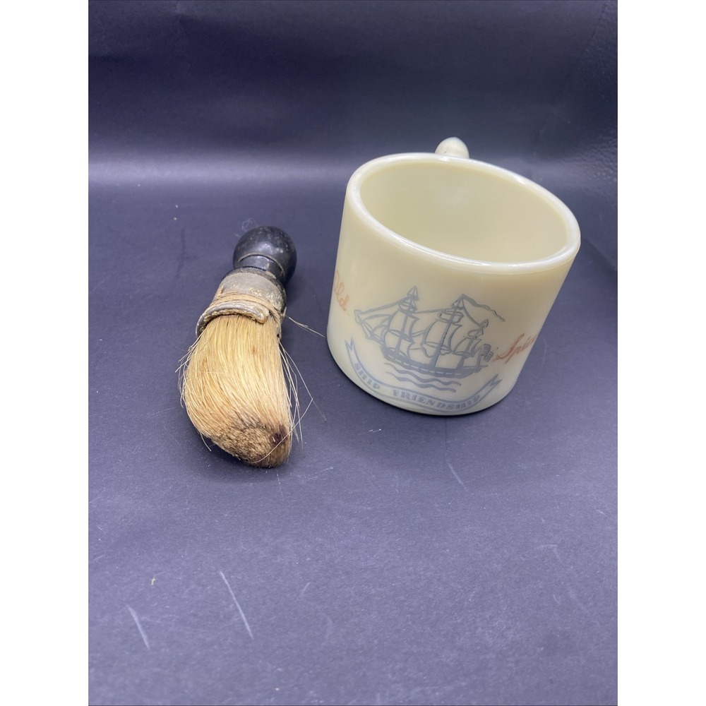 VTG Old Spice Shaving Mug Glass Shulton & Boar Bristle Brush